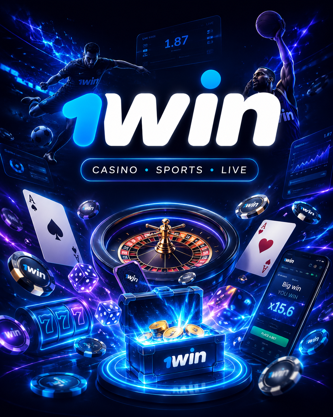 1Win casino sports live постер