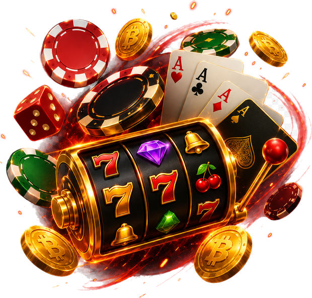 Игровые элементы Banda Casino: слоты, карты, фишки и монеты