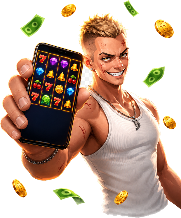 Игровой персонаж Banda Casino с телефоном