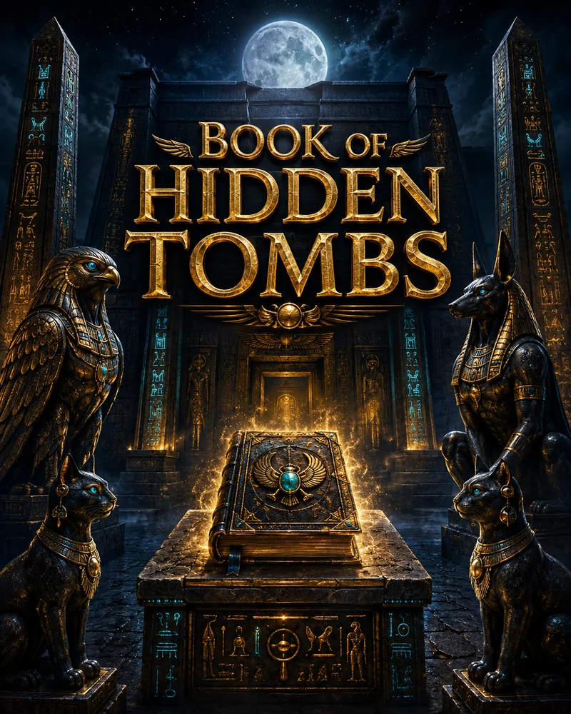Book of Hidden Tombs - древняя книга в ночной египетской гробнице