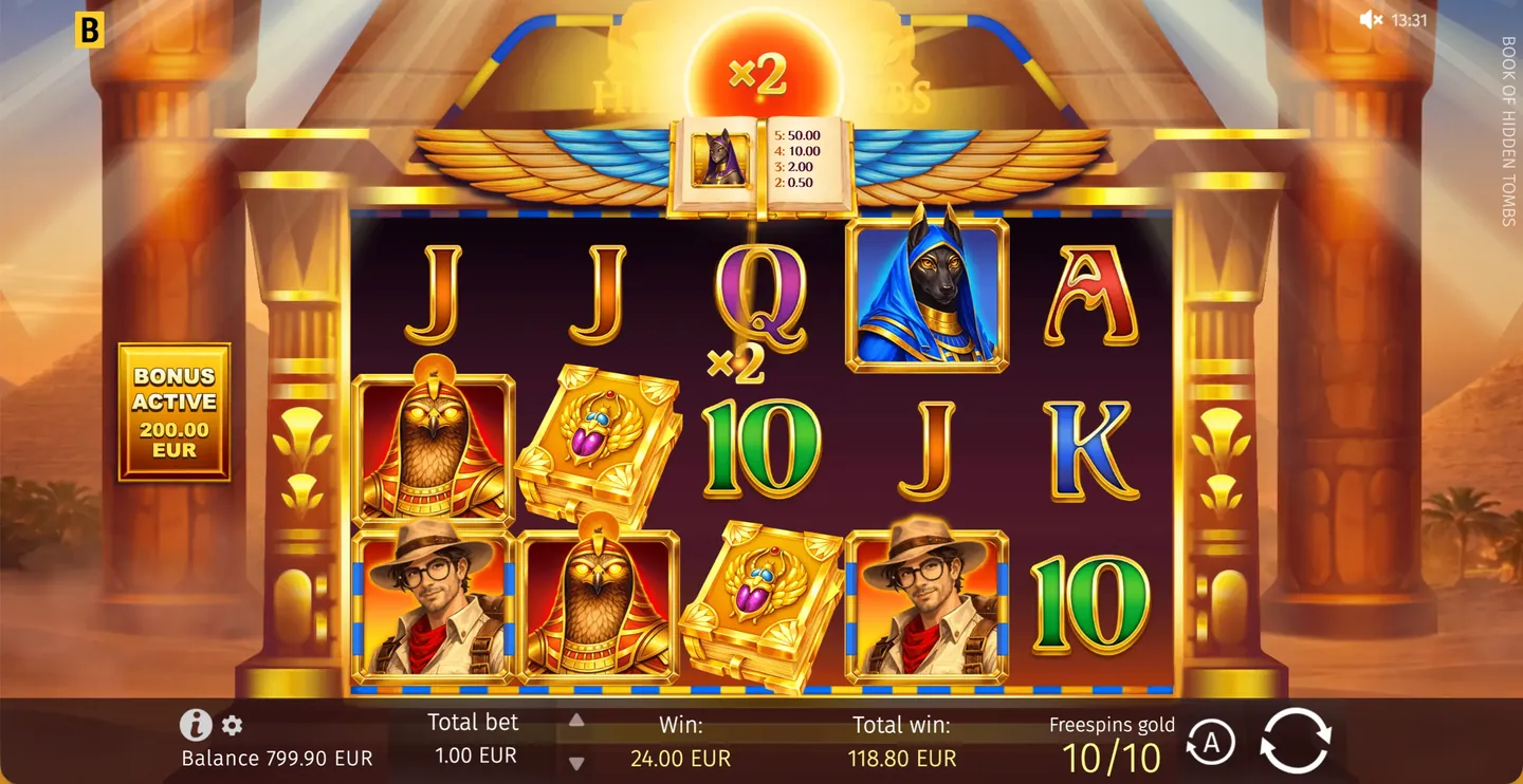 Super Free Spins Book of Hidden Tombs с прогрессивным множителем