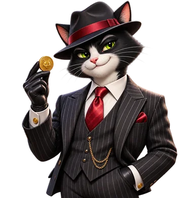 Кот-грабитель Cash Crooks с золотой монетой