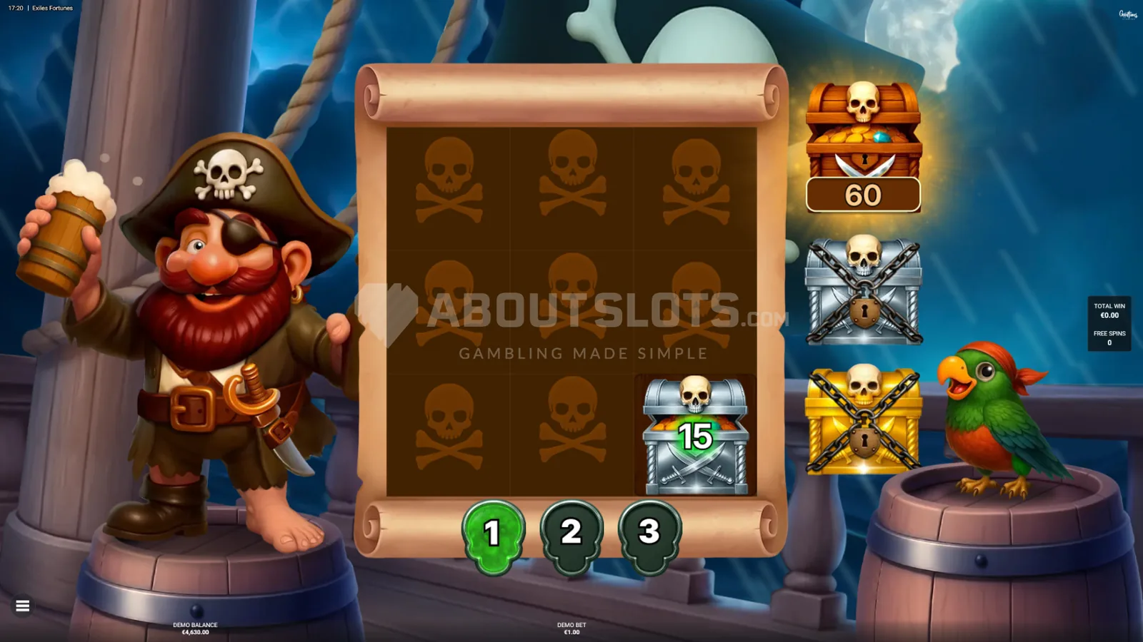 Игровой раунд Treasure Chase Hold and Win в Exiles Fortunes