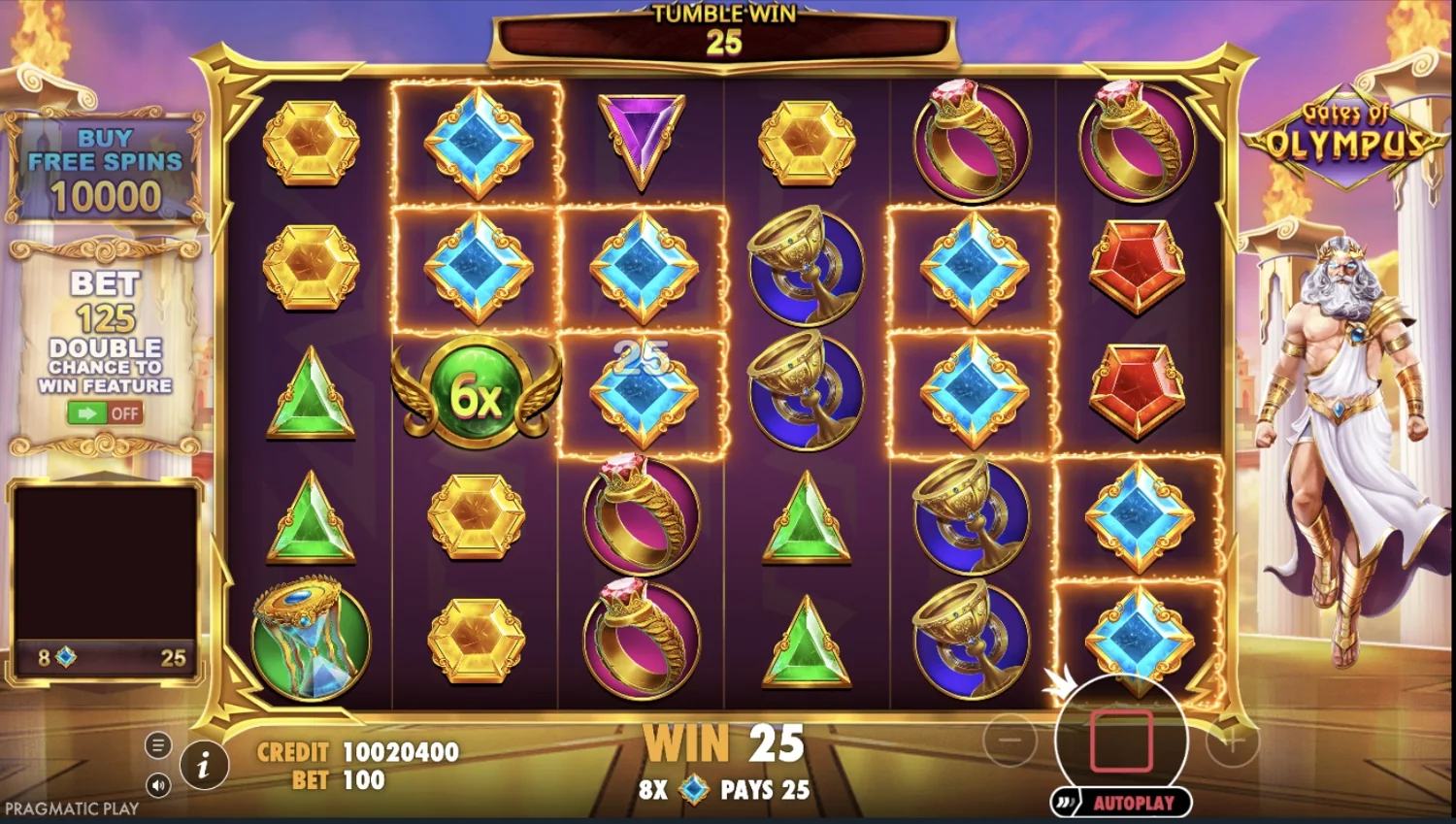Tumble с выигрышной группой и множителем 6×