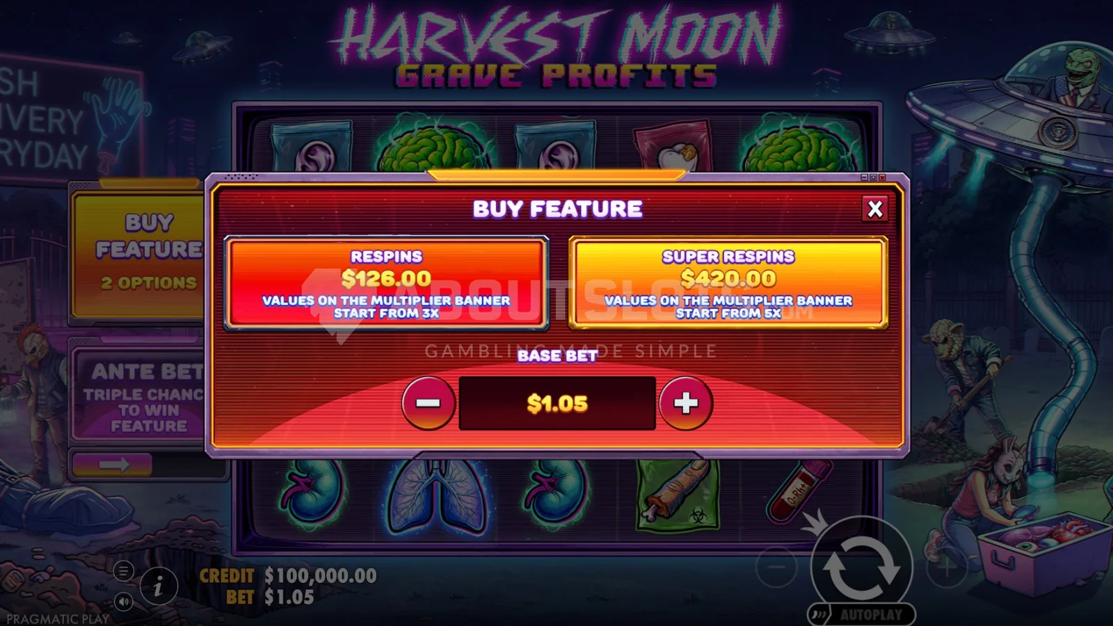 Меню Feature Buy 120x и 400x в Harvest Moon Grave Profits