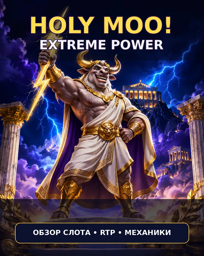 Holy Moo Extreme Power - божественный бык с молотом и молниями Олимпа