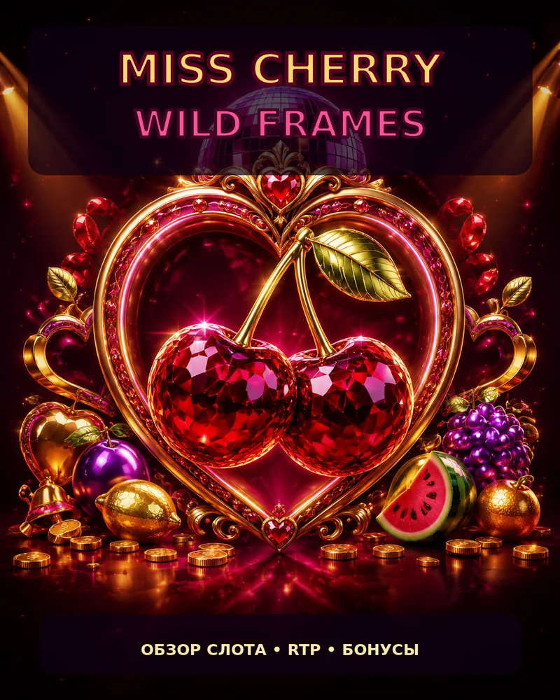 Miss Cherry Wild Frames - рубиновые вишни, золотая рамка и фруктовые символы
