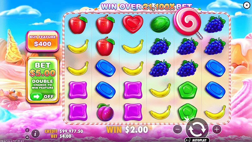 Реальный экран базовой игры Sweet Bonanza