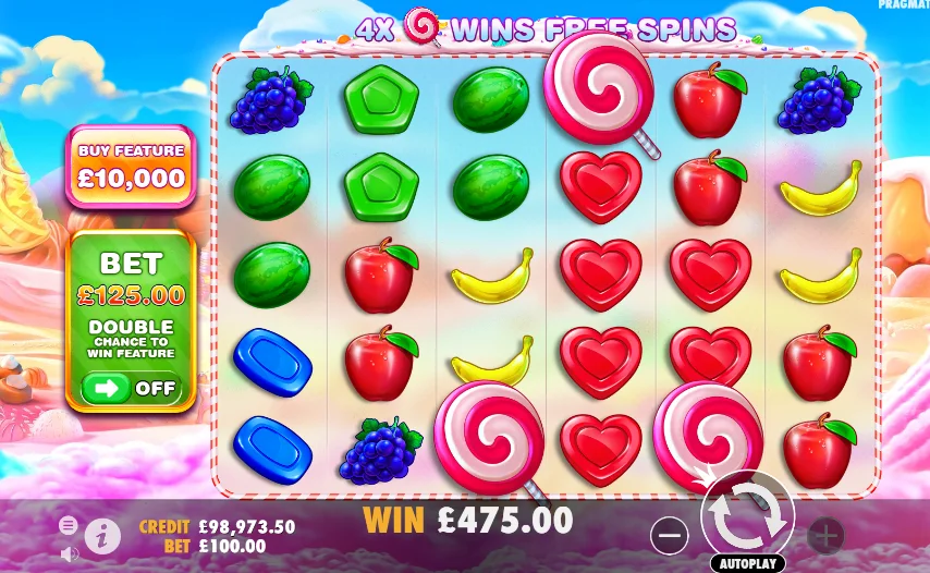 Четыре Scatter запускают бесплатные вращения Sweet Bonanza
