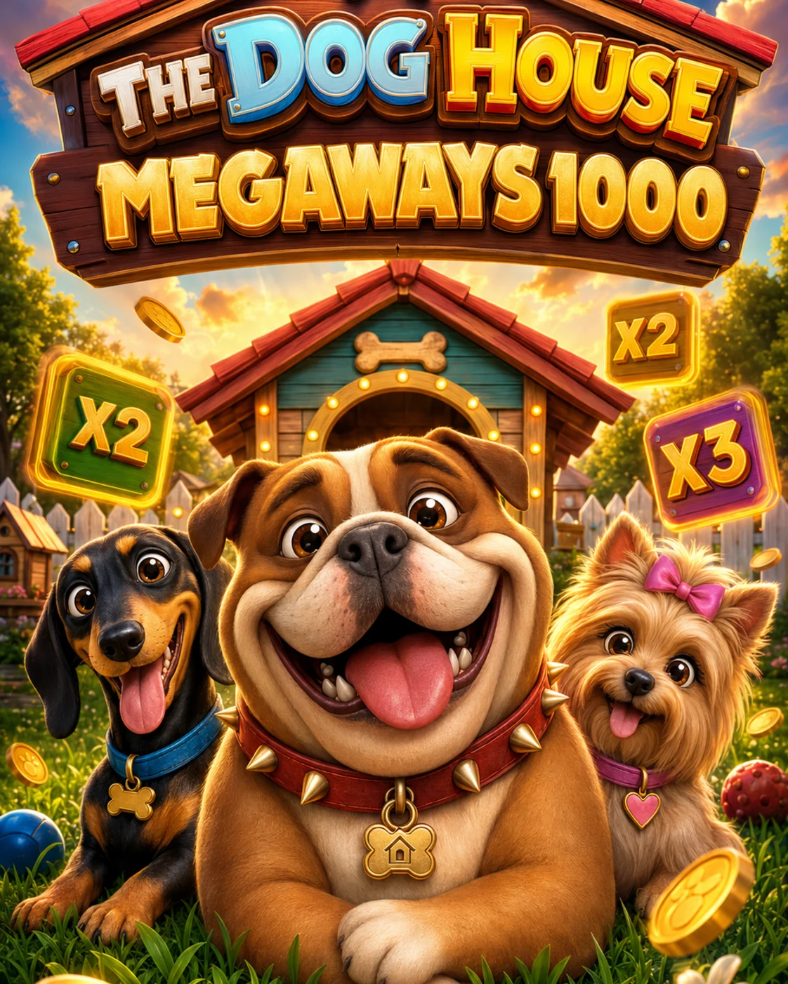 The Dog House Megaways 1000 - герои серии, будка и Wild-множители